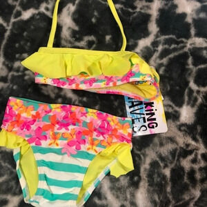 Nwt breaking waves 2pc swimwear bikini 12-18M bright butterfly ruffle coquette